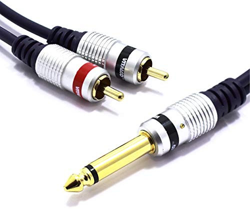 VITALCO Jack 6.3 mm Mono a RCA Cavo 2RCA Phono a Jack 6.3 TS Connettore Adattatore Audio 6.35 a Cinch Maschio Cinch