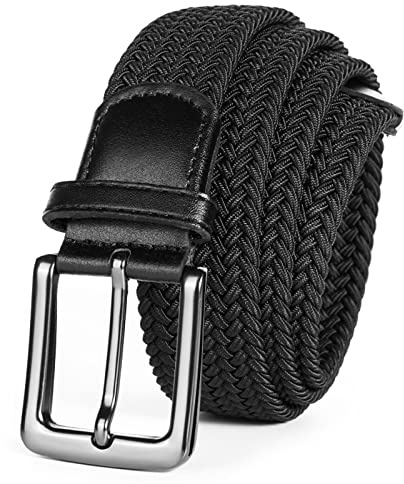 AXKAL Golf Belt Men Elastic Braided Belt Unisex Men Women Value Pack, Men’s Elastic Stretch Woven (37''(95cm) Fits Waist 30''-34'', Black)