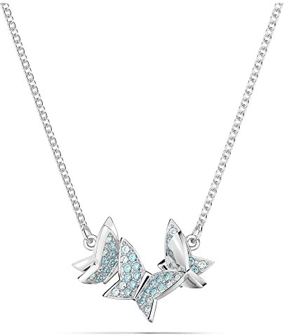 Swarovski Lilia Halskette, Schmetterling, Blau, Rhodiniert