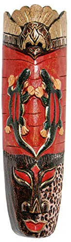 Wogeka - Maschera da parete Batik Ethno da 50 cm – in stile Africa in legno come idea regalo per Natale, compleanno, decorazione a mano di Bali BATIK04