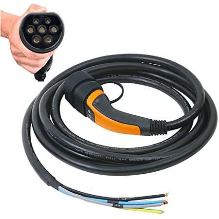 LXSWY EV/Electric Vehicle car charging cable 16A 32A Type 2 with 7m Cable for EV side IEC 6219-2 European standard male Single phase Three phase IEC female AC (Color : 32A Three phase)