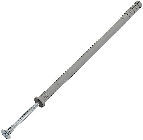 AERZETIX - C67166 - Lot de 50 Chevilles à Clou Ø8x160mm à collerette biseautée en polyéthylène + 50 Clou-vis Ø4.9x165 mm à tête fraisée PZ2 en Acier - à Frapper - ossature métallique béton Brique