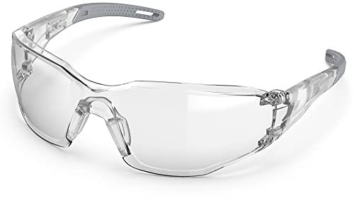 TOREGE Lunettes de protection transparentes - Merlu réglable, anti-buée et anti-rayures, léger avec poignées en caoutchouc antidérapantes - Conforme à ANSI Z87(Grey)