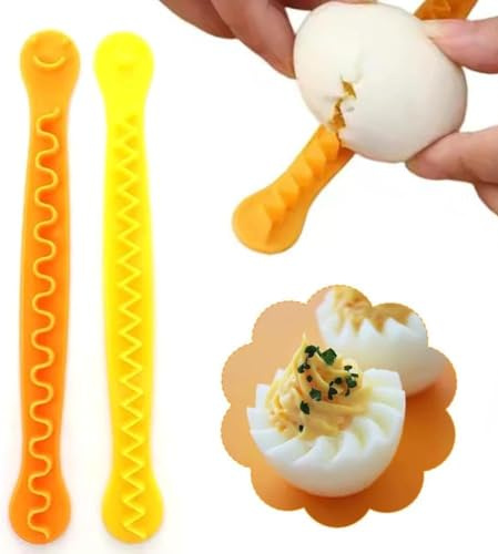 2Pcs Yellow Egg Cutter Set Lace Fruit Slicer Carving Lace Cutting Wire Egg Cutter Fancy Cooked Eggs Cutter Household Boiled Eggs Cut Egg Decorator