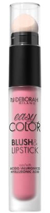 Deborah Milano - Blush & Lipstick Easy Color, 02 Cold Rose, con Acido Ialuronico e Olio di Mandorle Dolci, Colore Intenso e Long Lasting su Guance e Labbra, 30ml