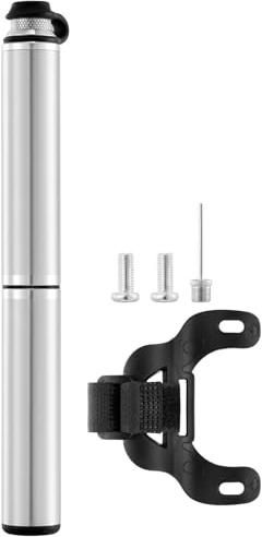 JULAI Mini bomba de bicicleta con manómetro, bomba de neumáticos de mano portátil, inflador de marco de bicicleta con aguja de bola, se adapta a válvulas Presta y Schrader, ligera para carretera