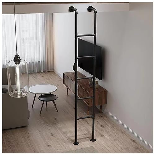 Escalera industrial de hierro forjado para literas para sótanos, dormitorios, tejados, ancianos, adultos, niños, escalera recta de 100 a 230 cm de alto, color negro