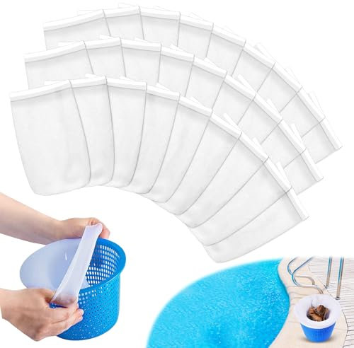 SUFANG 30PCS Calzini per Skimmer Calzini da Skimmer per Piscina Calze Cestello Skimmer Elastico Calze da Filtro Nylon qualità e Durevole per Rimuovere Foglie Capelli Insetti per Cestello Skimmer