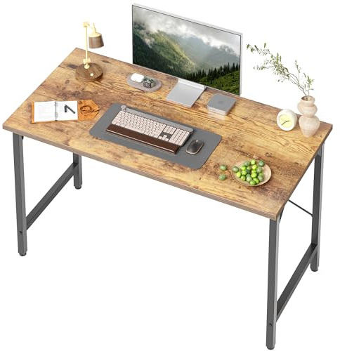 BEXEVUE Desk, 100 x 48 cm Small Computer Desk, Office Table for Study Room, Industrial Design, Metal Frame, Wooden PC Desk for Home Office, Rustic Brown