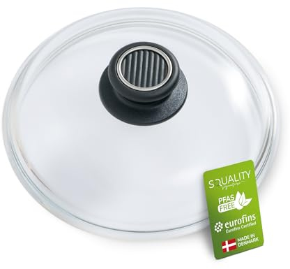 Squality Premium Pot Lid 20 cm | Pan Lid Made of Pyrex | Glass Lid Made of Tempered Glass | Made in Denmark | Pan Lid Oven Safe up to 260 °C | Pot Lid Dishwasher Safe