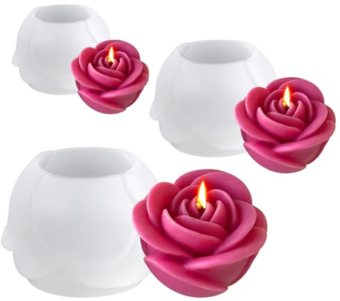 3 Pezzi Stampi per Candele di qualità Alimentare, 3D Stampi in Silicone