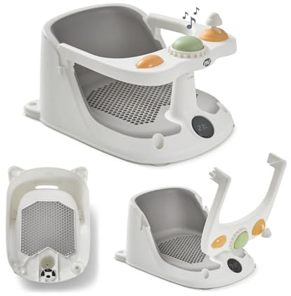 MS BabyWorld Siège de douche pour bébé antidérapant pour enfants avec TEMPÉRATURE de 6 à 24 mois, chaise de baignoire ou douche avec barre pour un placement facile du bébé (Vert) (Gris)