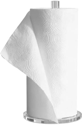 Soporte acrílico para rollo de toallas de papel de cocina, dispensador de pañuelos de encimera con base pesada antideslizante, soporte transparente duradero para servilletas, toallas, hogar