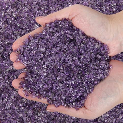 Orientrea Natural Amethyst Gemstone Aquarium Gravel 2.2 Lb – Premium Aquarium Sand & Fish Tank Gravel | Vase Filler | Rocks for Fish Tank, Aquarium Decor & Fish Tank Decorations