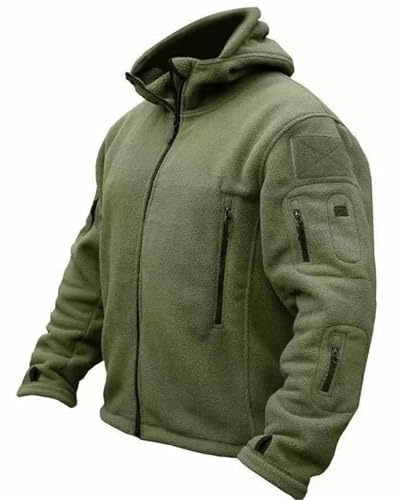 UBOHUZ Fleecejackor för män arbetsrockar med huva safari utomhus varm camping fiske vandring vindjacka för utomhus, Färg 4, 3XL