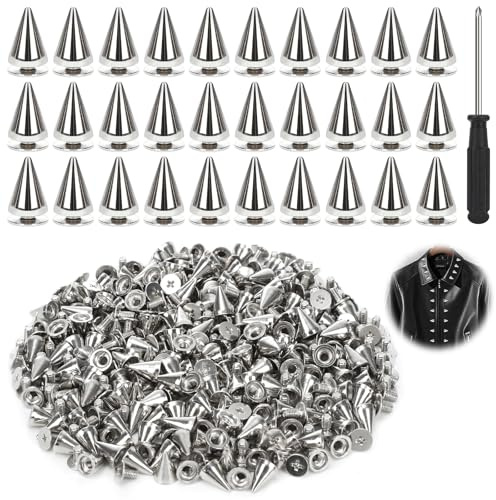 CAMETNG 200 stycken punk nitset, med skruvmejsel, 7 × 10 mm, metall | Spikes Studs, legering, silver, konformad, för kläder, för skor, för läderband, för gör-det-själv-hantverk