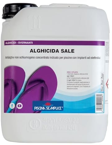 PISCINA SEMPLICE, Alghicida Sale Non Schiumogeno, Ideale per prevenire le Alghe, Concentrato, Formato da 5 Kg