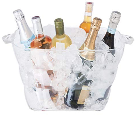 OGGI Acrylic Square Party Tub - Clear Beverage Cooler w/Handles, Wine Cooler, Beer Chiller, Ideal Party Tubs for Drinks, Use Ice Tub for Indoor or Outdoor Bars, 16.75 x 14