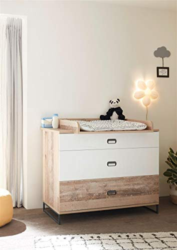 möbelando Wickeltisch Babymöbel Kommode Baby Wickelkommode Ricarda I Old Style/Weiß