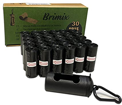 Brimix 450 sacchetti per escrementi di cani con dispenser portabolse - 30 rotoli x 15 sacchetti