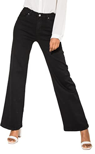 Nina Carter P080 Jean évasé Bootcut pour femme Taille haute, Noir (P080-3), M