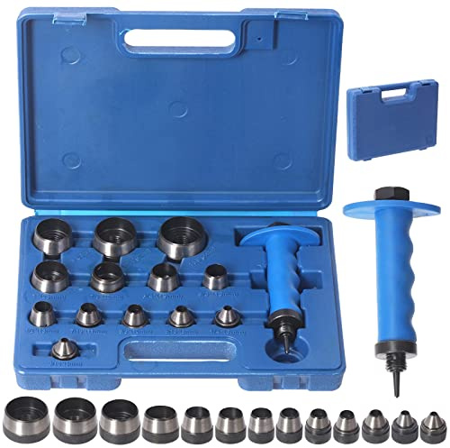 Swpeet Set di 14 punzonatrici 14 in 1 per guarnizioni - Set di punzonatrici per cuoio, plastica e gomma con custodia di stoccaggio