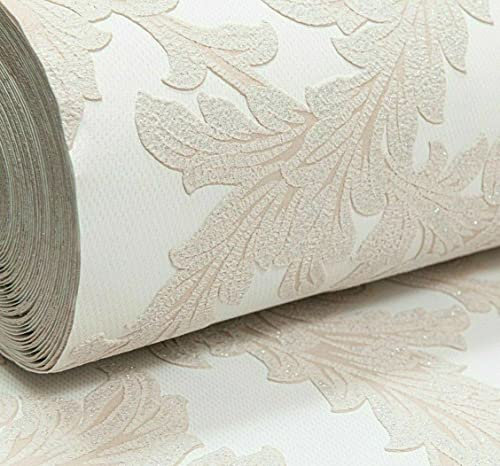 SOPHIE LAURENCE Modern Glitter Baroque Floral Damask Heavyweight Vinyl Wallpaper (Sample - Blush)