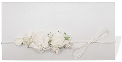 Busta Portasoldi per Matrimonio, Porta Soldi con Biglietto Regalo per Sposalizio Sposi Battesimo Comunione Cerimonia Auguri 10.5 x 19.5 cm- Bianco