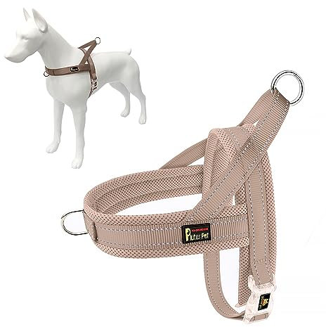 Plutus Pet No Pull Dog Harness with Breathable Mesh Padded, Adjustable Reflective Escape Proof Dog Harness, Quick Fit Dog Vest Harness for Small Medium Large Dogs(S, Beige)