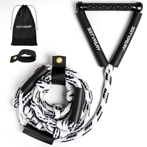 SETYPARY Wakesurf Rope and Handle, 25ft Floating Wake Surf Ropes, Surf Tow Rope for Wakesurfing and Watersports (White & Black)