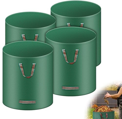 Rubessia 4X 272L Gartenabfallsack Laubsack, Groß Robust Gartensack Extra Stabil Selbststehend Garten Sack Abfallsack Faltbar aus Polypropylen-Gewebe 150GSM für Gras Laub Hecke Gartenabfall