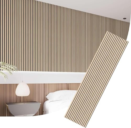 IZODEKOR Acoustic Slat Wood Wall Panels, Decorative Wood Panels for Walls, Slat Wall Paneling for Kitchen and Living Room Decor, Noise Reduction, Sound Proofing Panels, 1 Pack, 240x60cm | Golden Oak