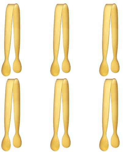 6 Piccole Pinze Dorate da 10,2 cm in Acciaio Inox per Servire Cibo, Buffet, Insalata, Ghiaccio, Antipasti, Tea Party - Utensili da Cucina e Portata