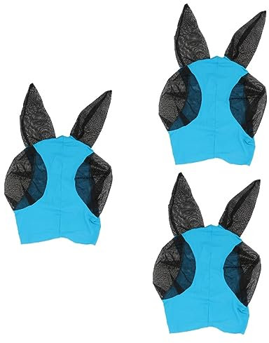 HAPINARY 3st Pferdekopf Netz Reitmaske Pferdekopf Mesh Tragbare Pferdemaske Pferdefliege Kopfschutzmaske Fliegenschutzmaske Fliegenprävention Pferdegesichtsmaske Ohrmaske Blue