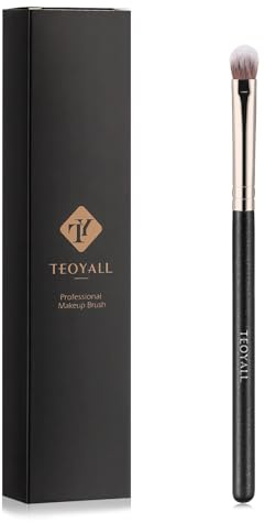 TEOYALL Pennello per pieghe degli occhi, setole sintetiche morbide e dense per ombretto, pennello piatto per correttore in polvere, crema, correttore evidenziare