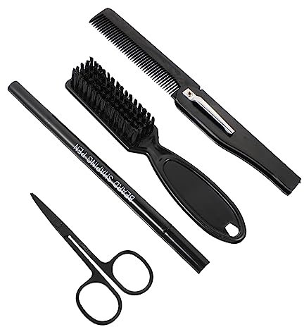 Ipetboom 4 Stück Schnurrbart-stift-set Kammschere Schnurrbart-styling-kit Füller Für Bartstifte Bartbürste Faltkamm Herren Bartstift Männlicher Bartstift Schnurrbart Stift Black Plastik