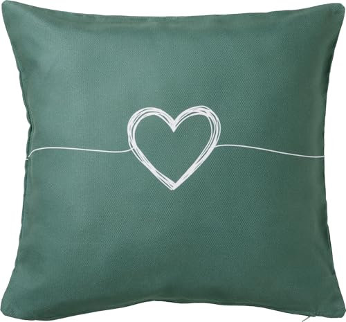 Erwin Müller Kissenhülle Herz Salbei-weiß Größe 40x40 cm