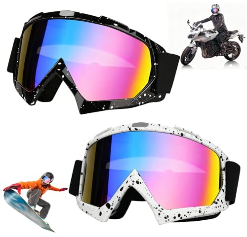 2 occhiali da motocross, a specchio, con imbottitura in gommapiuma, anti-appannamento UV, occhiali per uomini, donne, giovani, per sport all'aria aperta