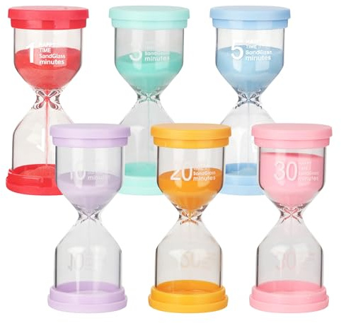 6 clessidre colorate per bambini, colori macaron, set di clessidre colorate 1/3/5/10/20/30 minuti, timer, clessidre per la vita dei bambini, apprendimento, tempistica, regali creativi