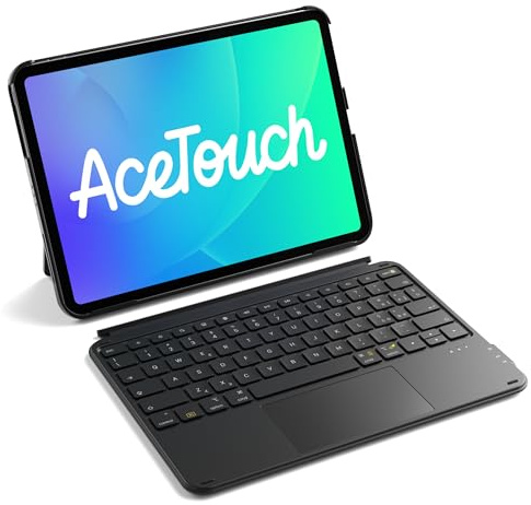 Inateck Custodia Tastiera per iPad 11a/10a Gen, iPad 10a (10,9)/11a Gen (2025 A16), Air 11 M4/M3/M2, Air 6/5/4a, Pro 11 4a-1a, Tastiera Ultralight Rimovibile con Touchpad, Bianco AceTouch