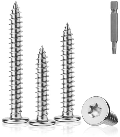 ddckj 80 Pezzi Viti Inox per Legno M5x16mm Viti Torx in Acciaio Inox A2 V2A Vite Legno Testa Piatta per il Montaggio di Mobili, Lavori di Falegnameria e Progetti Fai da Te
