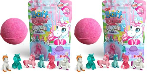 ZIMPLI - Grande Bombe de Bain Licorne Surprise, 1 des 6 Jouets Licorne Surprise à Collectionner, Un Jouet par Baff Bomb, Jouet de Bain à Collectionner pour Enfants (Lot de 2)