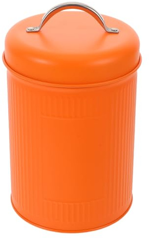 Vintage Orange Airtight Cookie Container with Handle, Tinplate Storage | Kitchen Counters and Pantry Shelves, Reusable Portable Design, Decorative Storage for Holidays and Parties