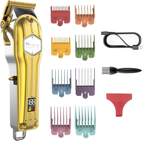 Surker Cortapelos para hombres, recortadora de pelo para hombres, recortadora de barba inalámbrica, máquina de corte de pelo profesional recargable