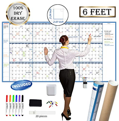 Large Dry Erase Wall Calendar - 38 x 72 - Undated Blank Reusable Yearly Calendar - Giant Whiteboard Annual Poster - Laminated Office Jumbo 12 Month Calendar