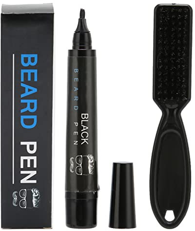Schnurrbartstift, wasserfest, langlebig, 4 Spitzen Bartstift-Füllset zum Füllen von Schnurrbart(Schwarz)