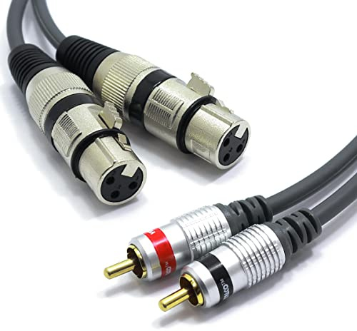VITALCO 2x XLR Hembra a 2x RCA 5m Cable Audio Adaptador XLR de 3 Pines a Doblo RCA conectores estéreo Divisor de Audio 3-pin Cable de Micrófono