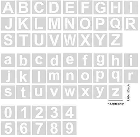 62 Pcs Numbers and Letters Stencils, Reusable Letters Numbers Template for DIY Drawing, Art Craft