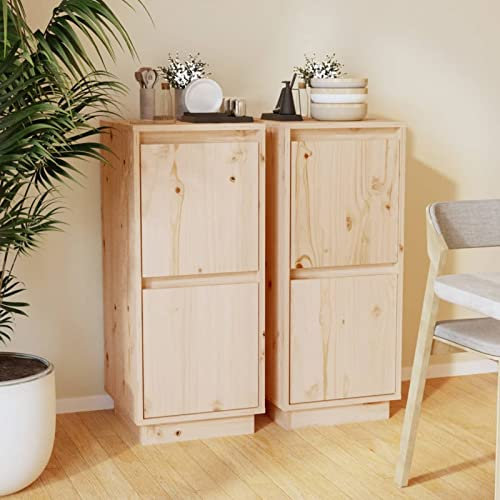 Festnight Aktenschrank Sideboard 2 STK.Büroschrank Bürocontainer Schreibtisch Unterschrank Druckertisch Büro Schrank Beistelltisch 31,5x34x75 cm Massivholz Kiefer