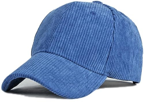 Casquette de baseball unisexe en velours côtelé vintage, couleur unie, réglable, pour voyage en plein air, A bleu., Taille unique
